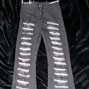 Distressed high waist flare jeans